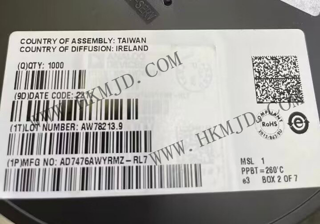 12位ADC AD7476AWYRMZ 1 MSPS、低功耗A/D轉(zhuǎn)換器，采用MSOP封裝