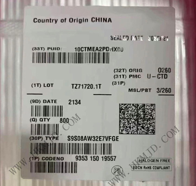 [供應(yīng)] S9S08AW32E7VFGE (NXP) 40MHz，8位 S08內(nèi)核 微控制器 IC