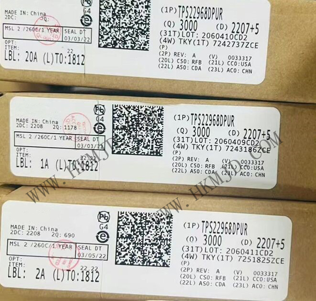 供應(yīng) TI TPS22968DPUR 雙通道超低電阻負(fù)載開關(guān)，帶受控導(dǎo)通功能