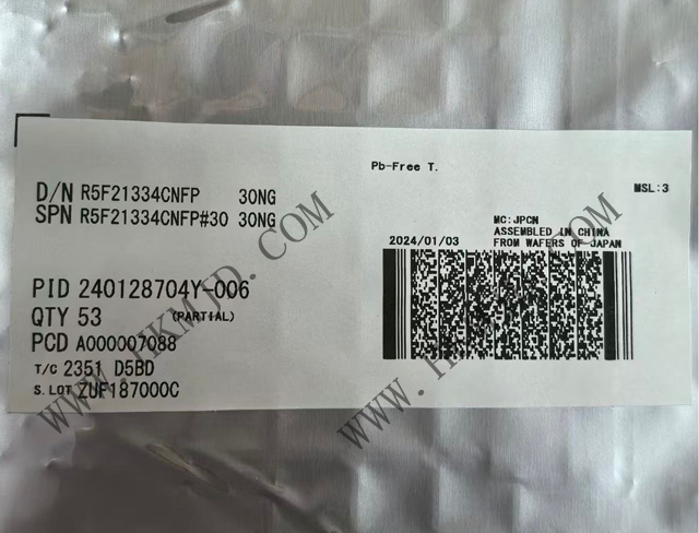 瑞薩電子【MCU芯片】R5F21334CNFP 16位微控制器，采用R8C CPU內(nèi)核